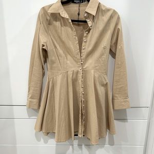 Cargo beige dress w/pearl detailing